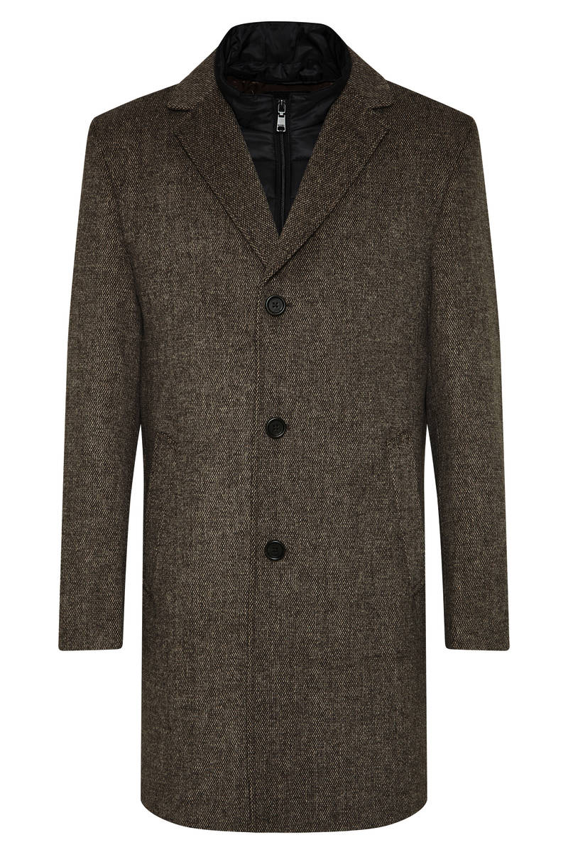 3/4 Length Wool Blend Luxury Overcoat with Zip-Out Panel
