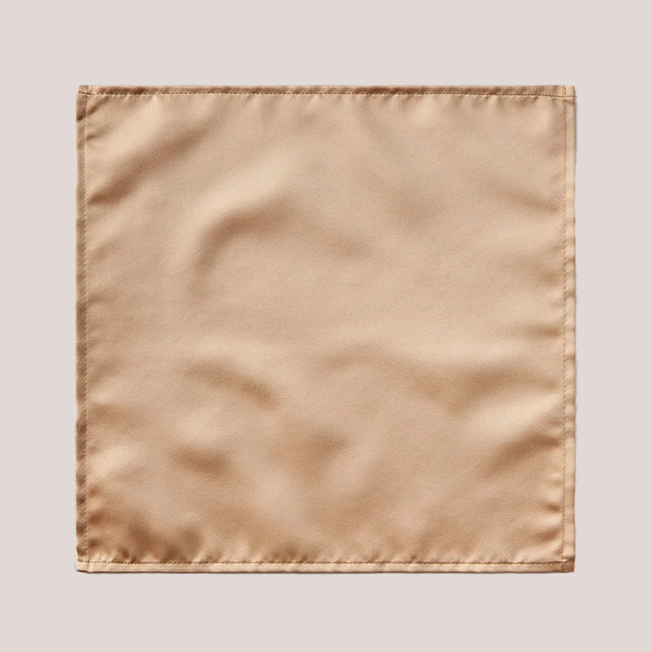 Plain Satin Hankie - Dark Beige