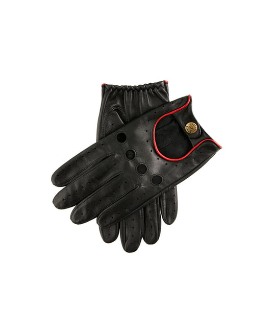 Delta -  Men's Classic Leather Driving Gloves - Black/ Berry
