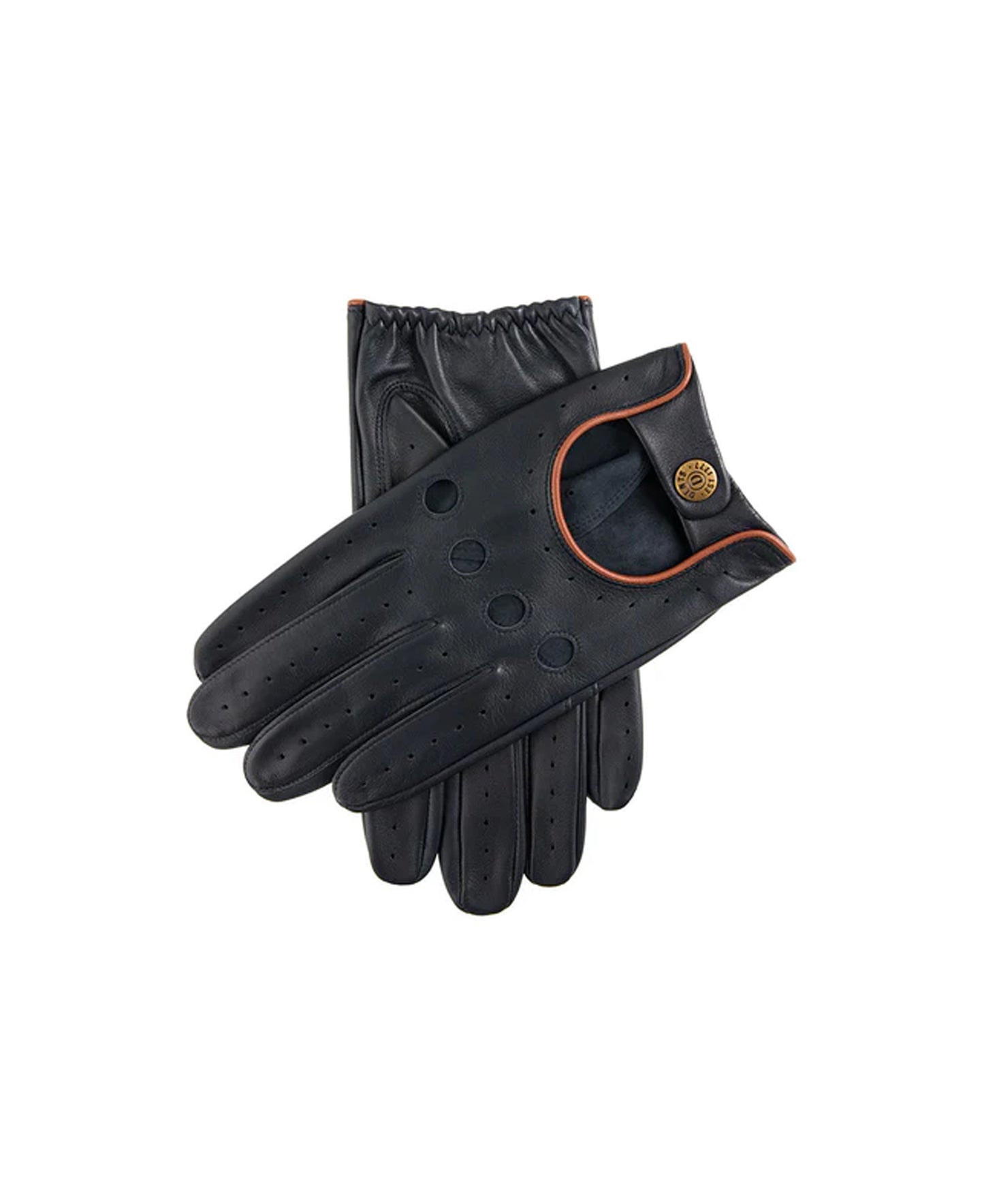 Delta -  Men's Classic Leather Driving Gloves - Navy/ Tan