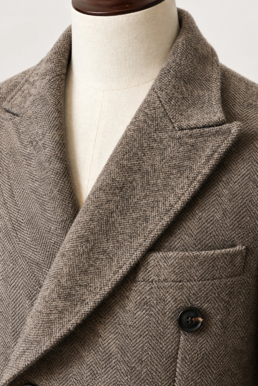Edgley Wool-Blend Herringbone Overcoat - Biscuit