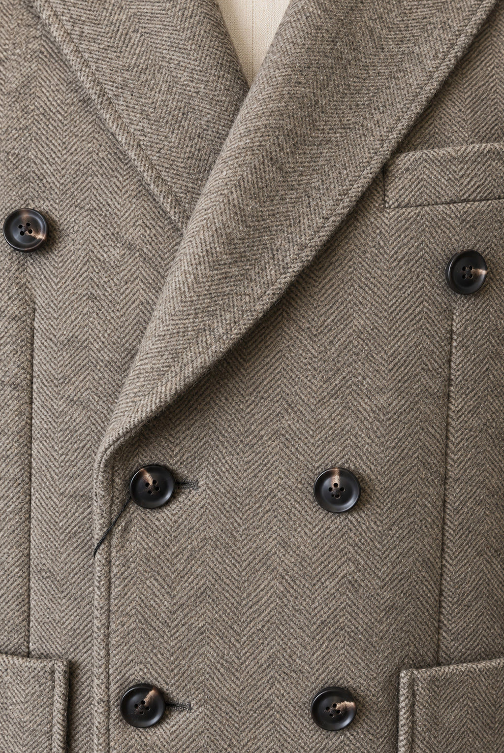 Edgley Wool-Blend Herringbone Overcoat - Biscuit