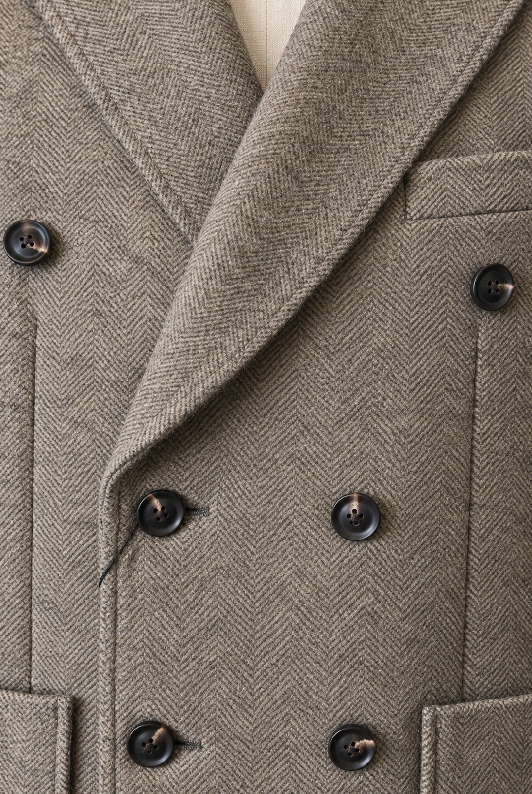 Edgley Wool-Blend Herringbone Overcoat - Biscuit