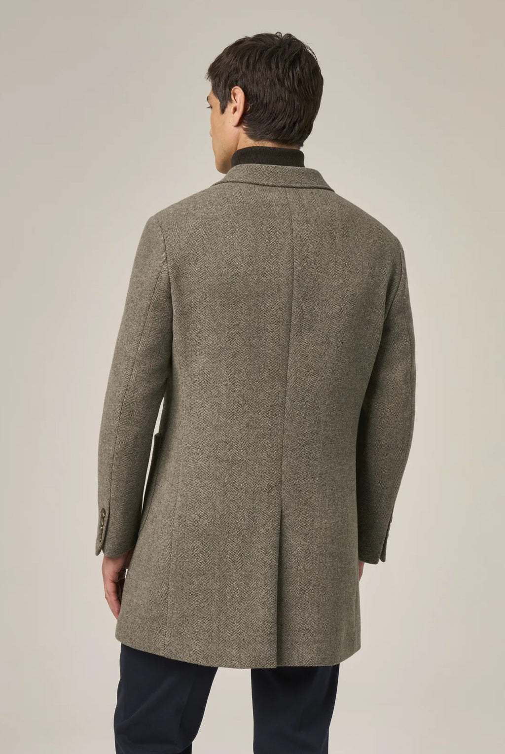 Edgley Wool-Blend Herringbone Overcoat - Biscuit