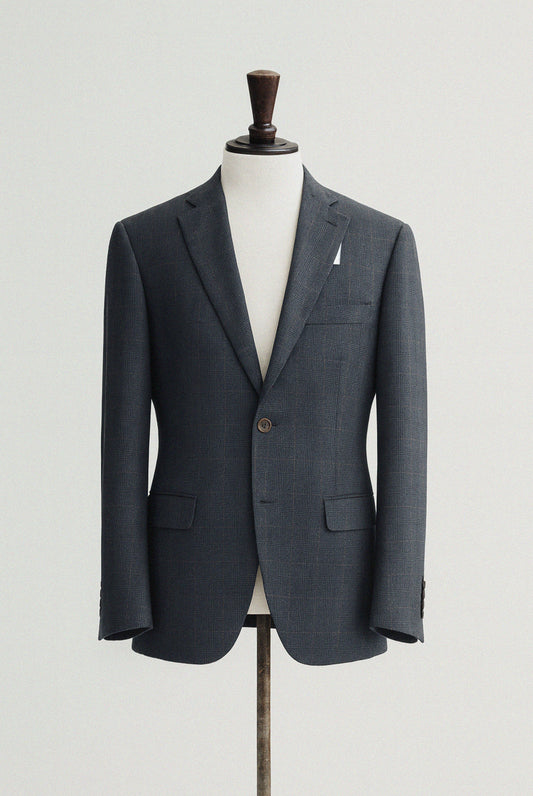 Elijah Navy Prince of Wales Check 3-Piece Suit - Jacket