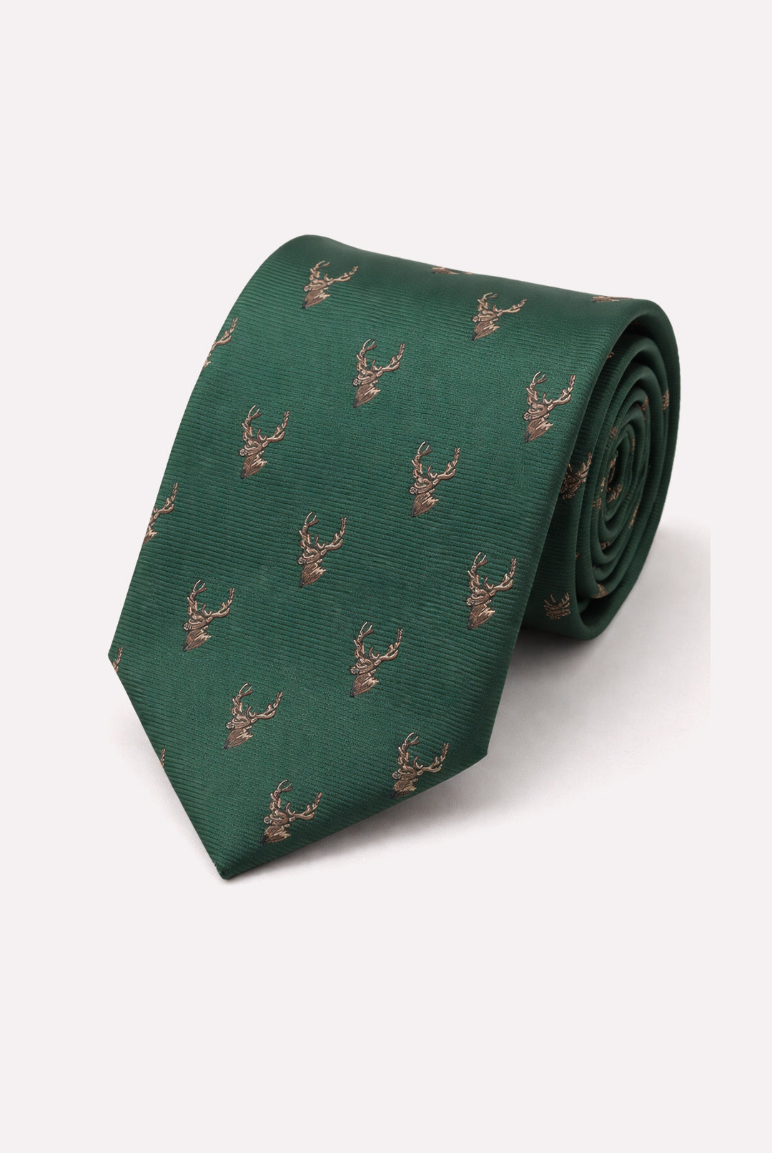 Stag on Twill Tie Set - Bottle Green 8014/4
