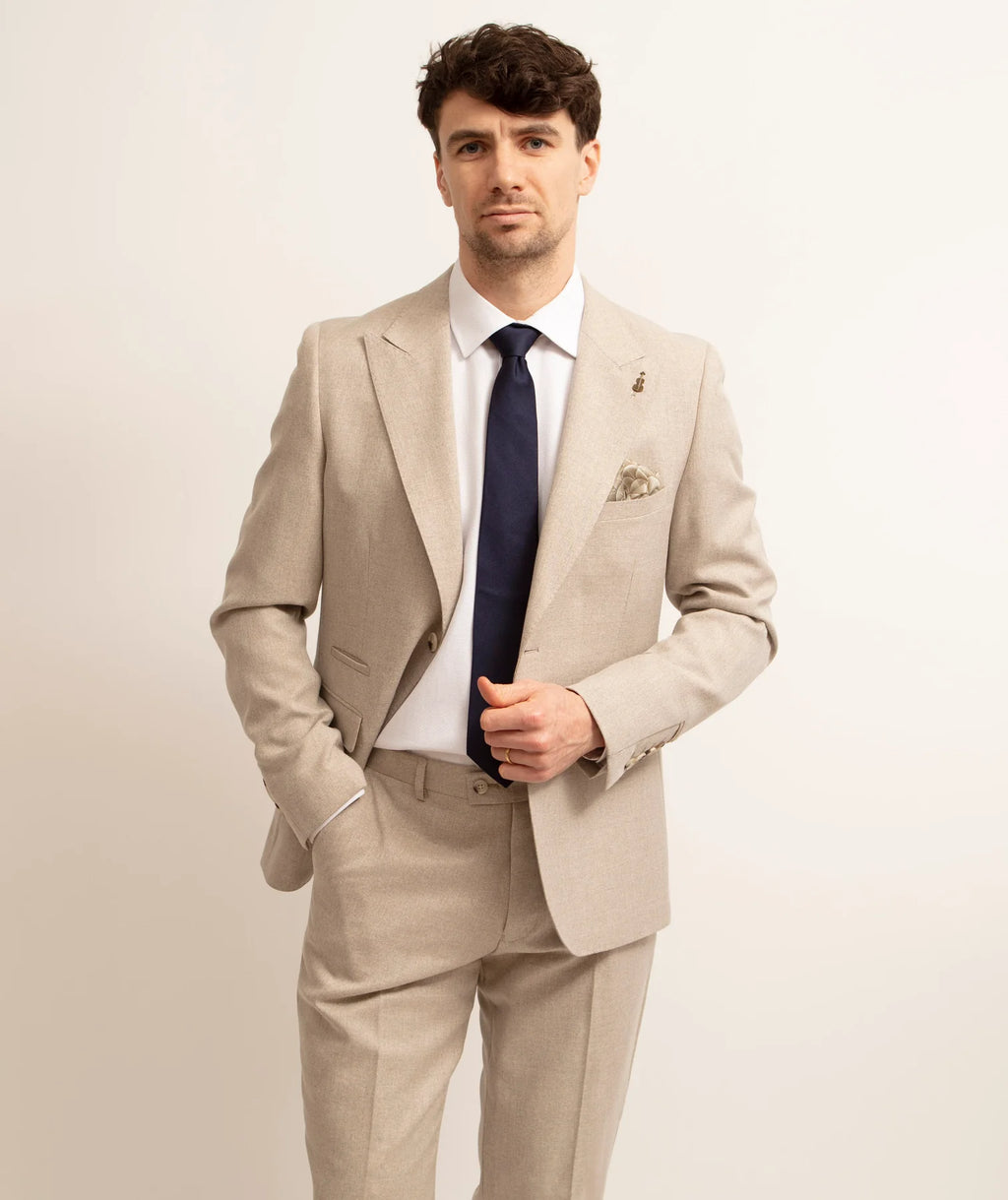 Matteo 3 Piece Suit - Stretch Stone Trousers