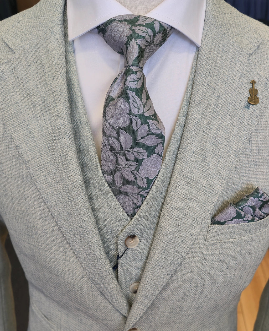 Damiano 3 Piece Suit - Sage Blazer