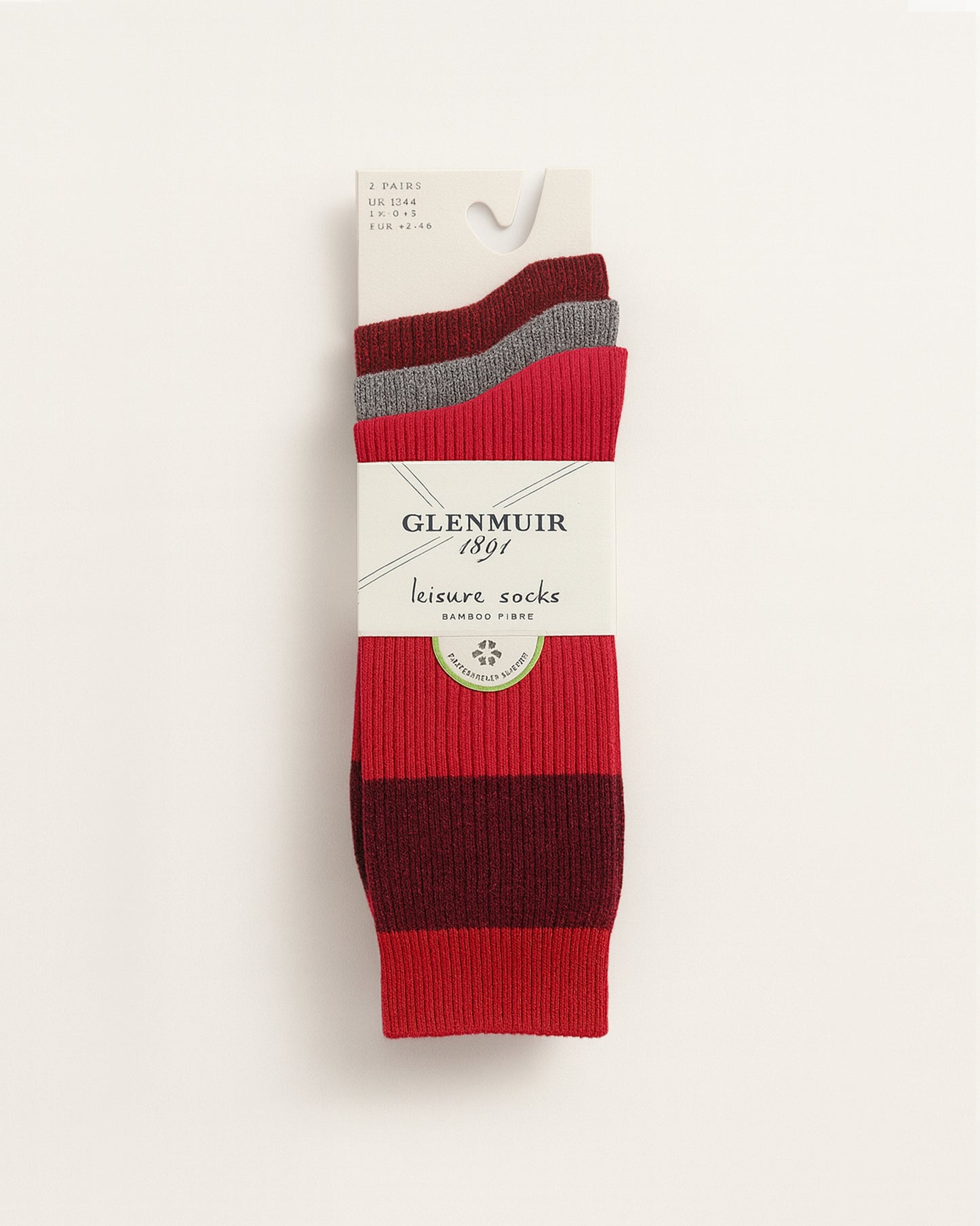 Men’s Bamboo Leisure Socks 3 Pack - Red & Grey