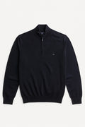 Quarter-Zip Cotton Sweater – Navy
