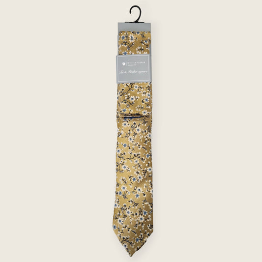 Tie and Hankie Set - Floral Gold I138497