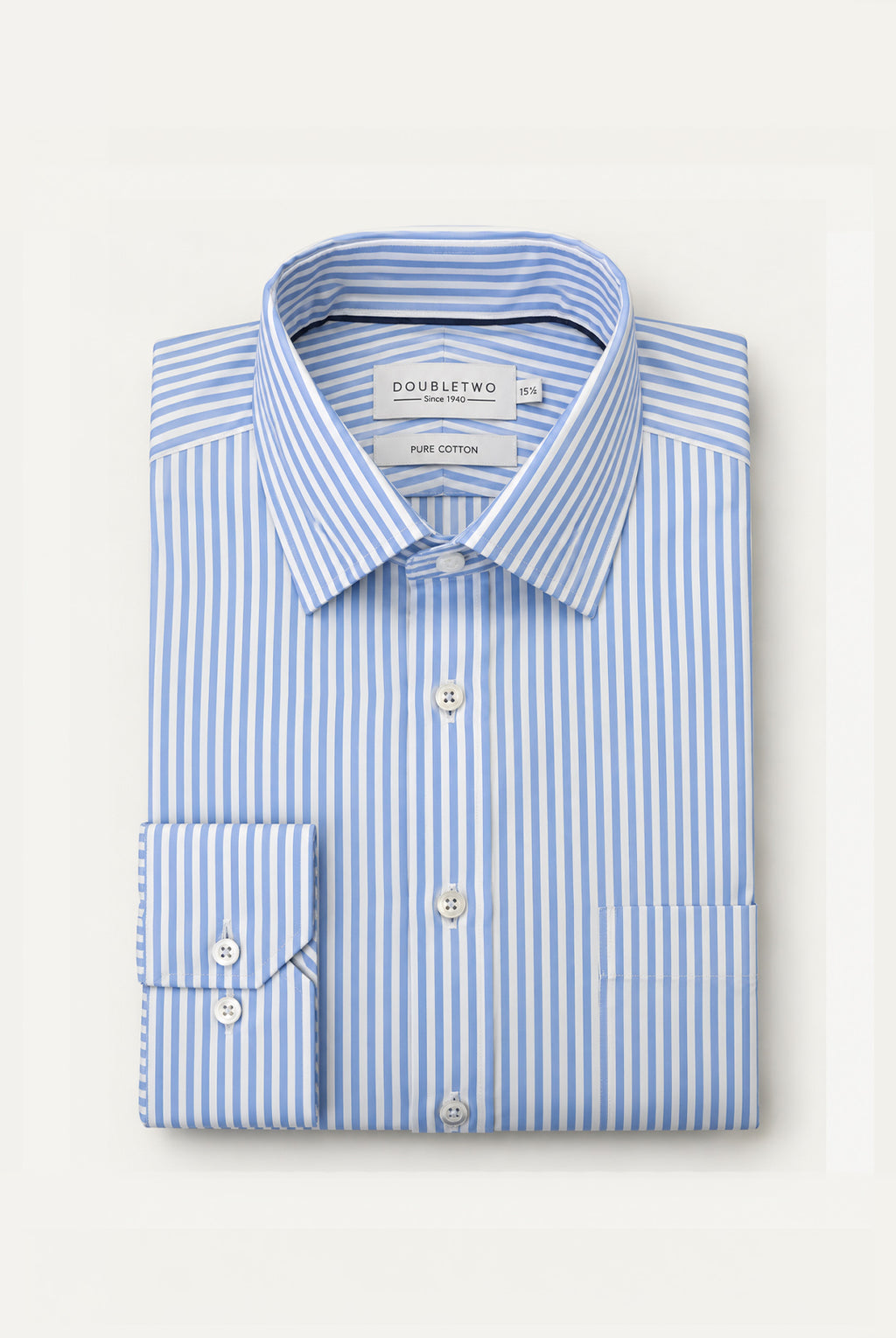 Cadet Stripe Cotton Shirt - Blue