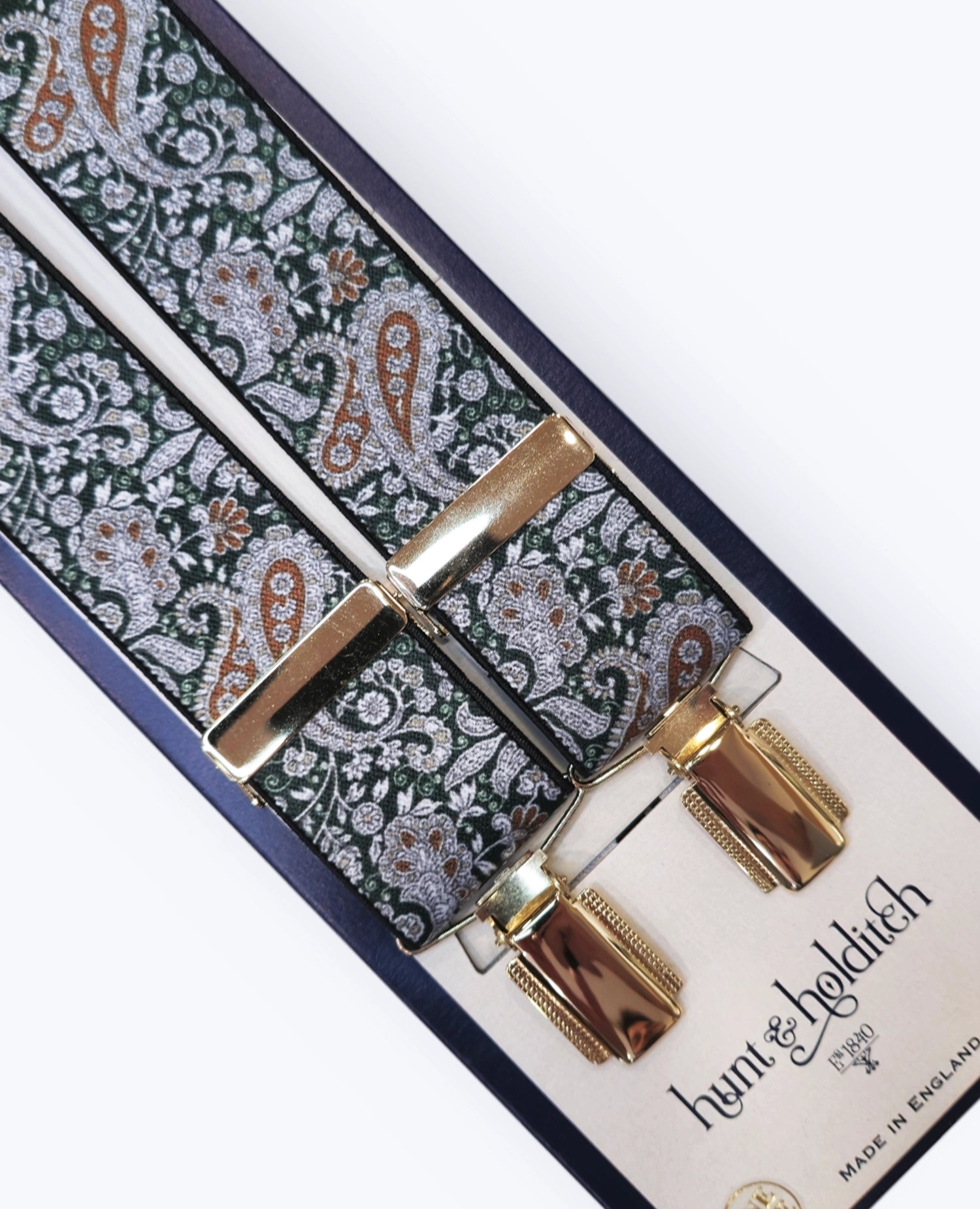 Adjustable Clip Bracers - Green Paisley