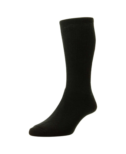 Wool Diabetic Sock - HJ1352 - Black