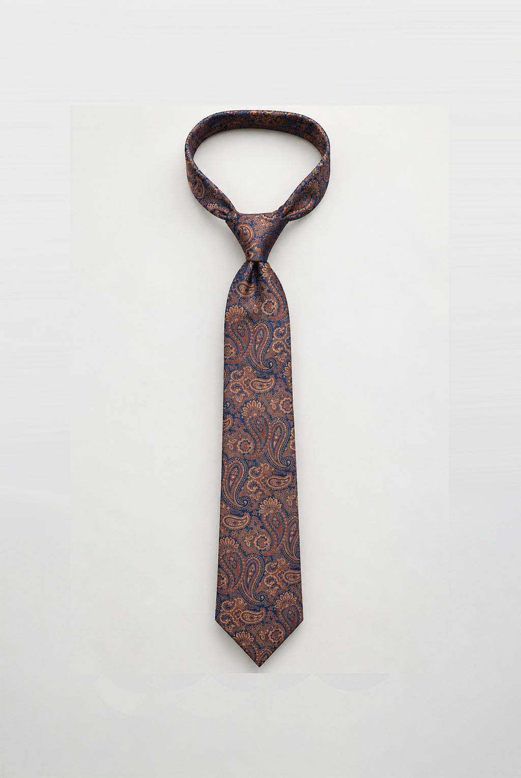 Vintage Paisley Tie & Hankie - NAVY ORANGE  HT28012|2