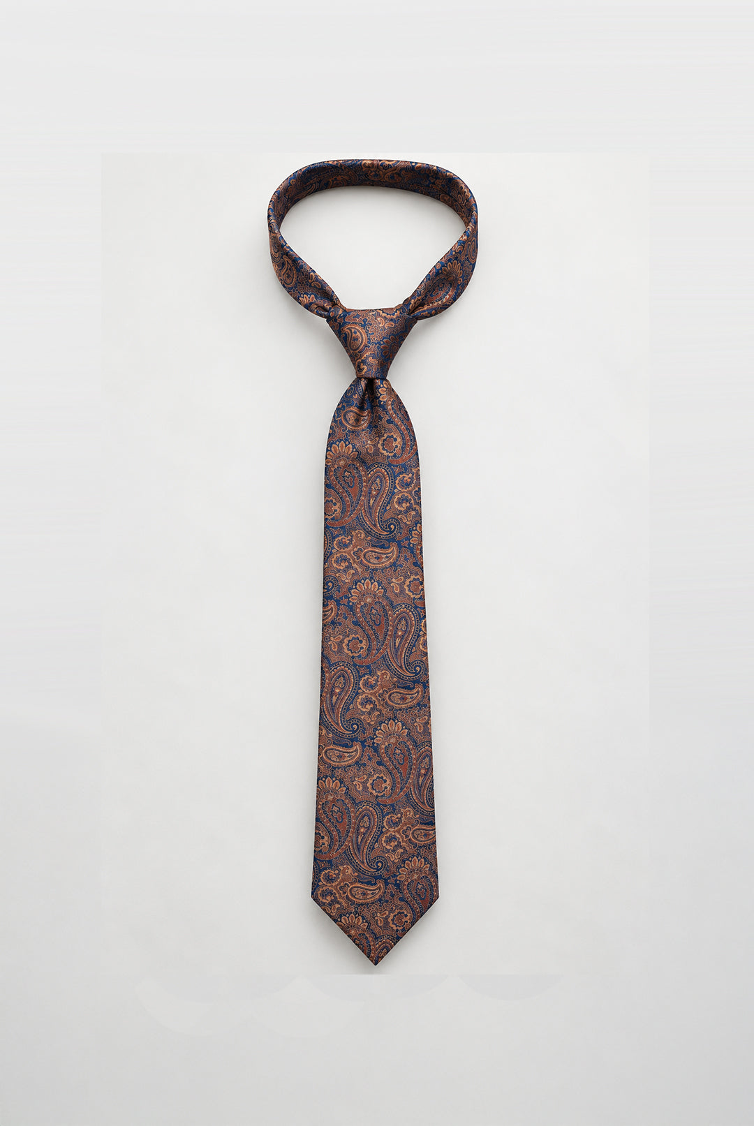 Vintage Paisley Tie & Hankie - NAVY ORANGE  HT28012|2