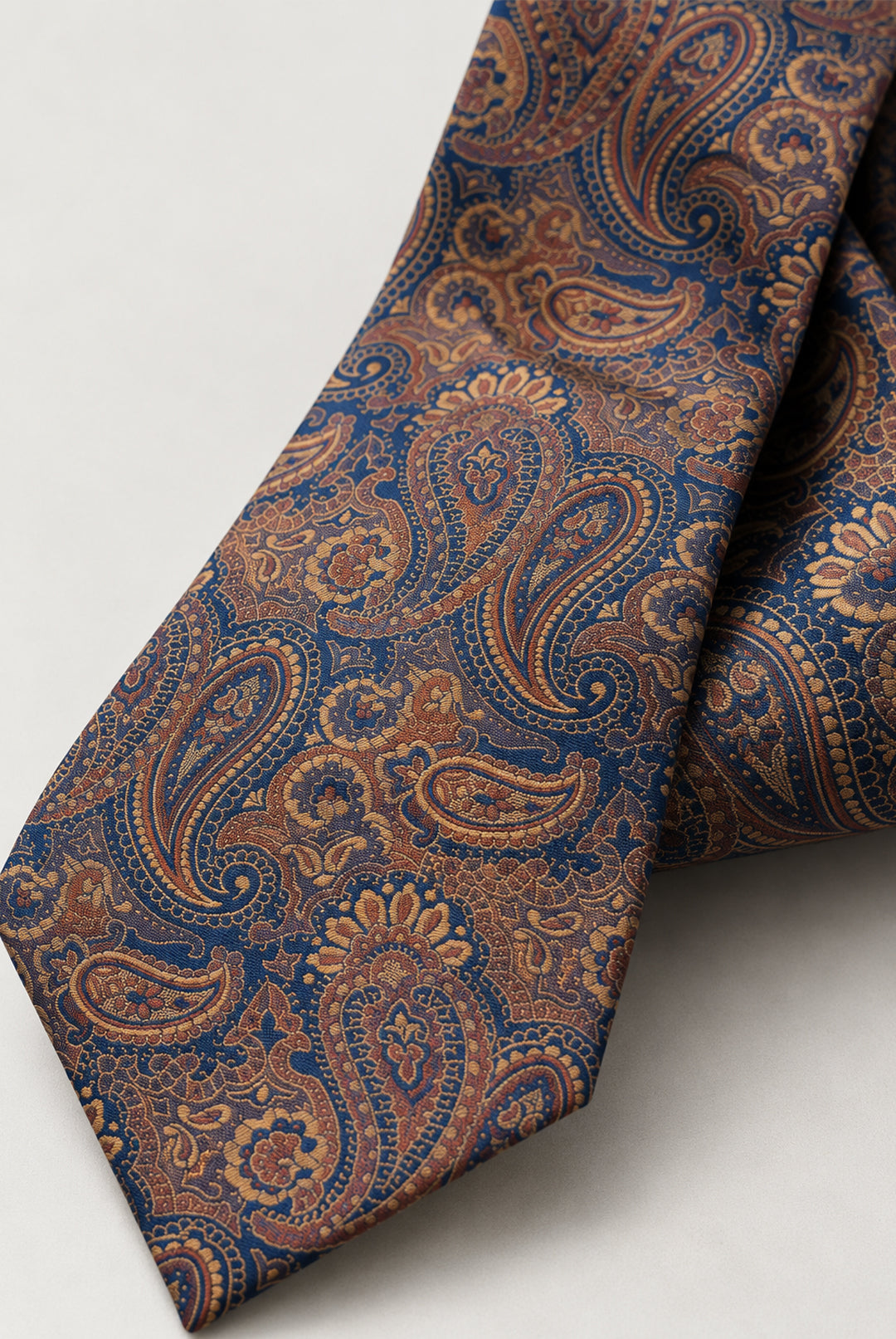 Vintage Paisley Tie & Hankie - NAVY ORANGE  HT28012|2