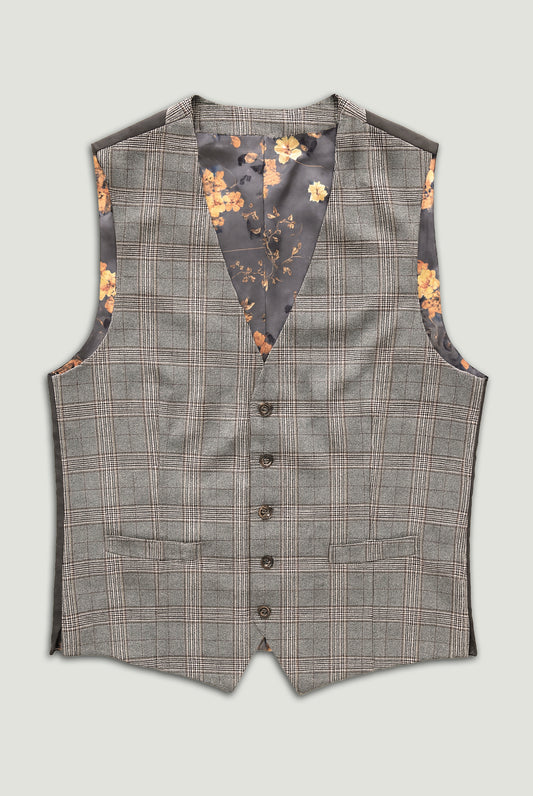 Haley Grey/Brown Prince of Wales Check - Waistcoat