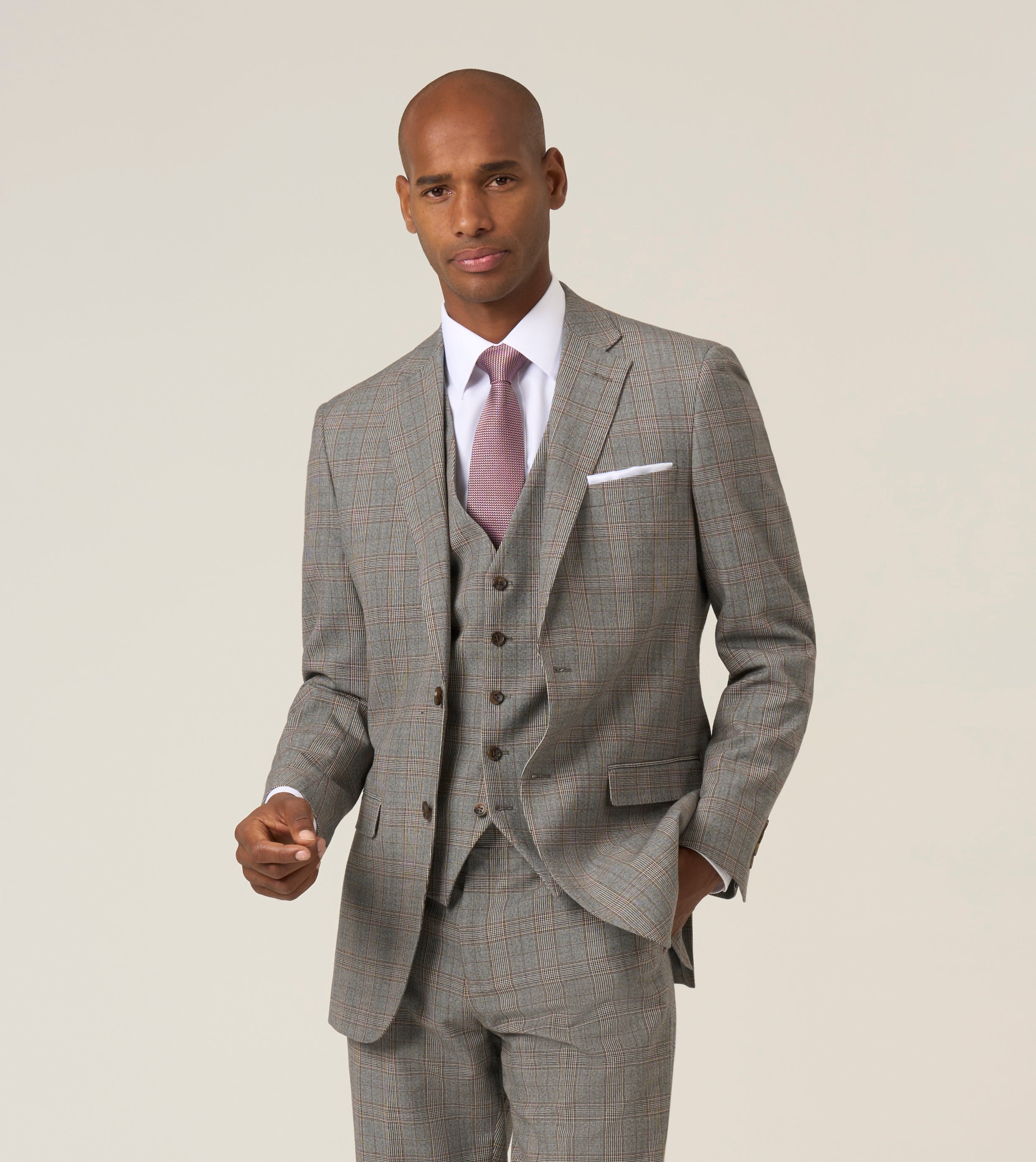 Haley Grey/Brown Prince of Wales Check - Waistcoat