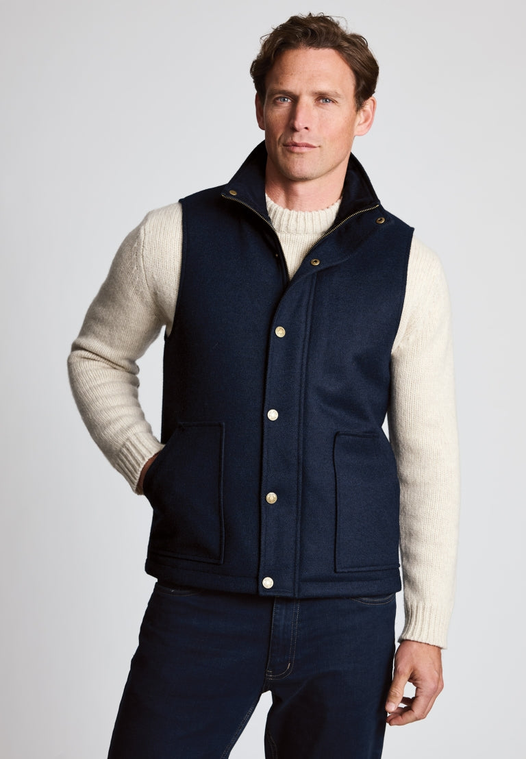 Wool-Blend Melton Gilet - Navy