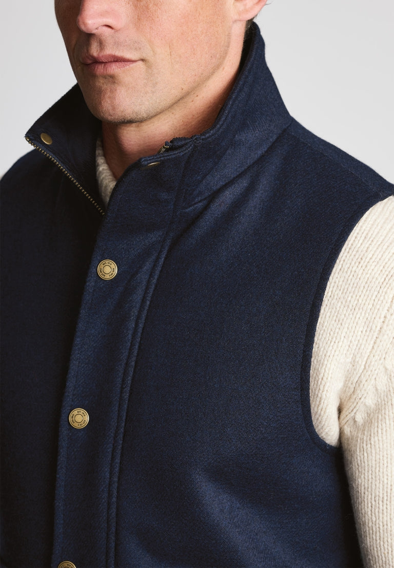 Wool-Blend Melton Gilet - Navy