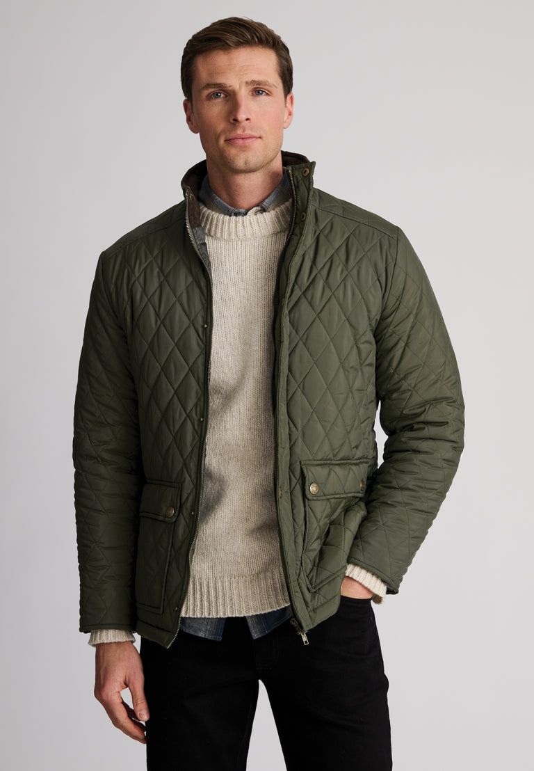 Haycock Water Repellent Quilted Coat - Khaki