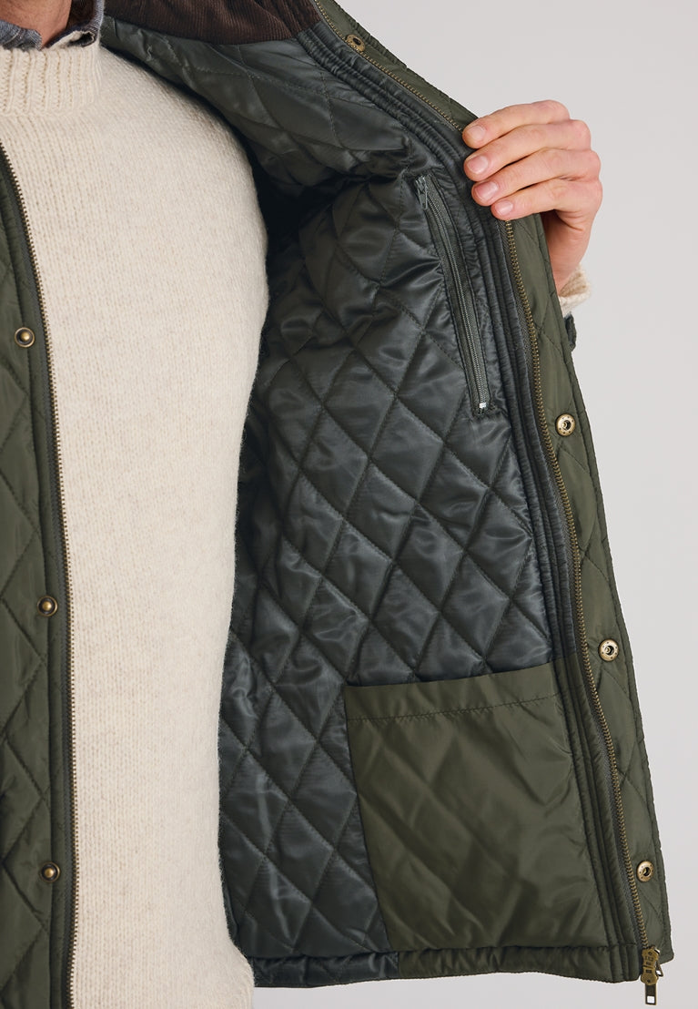 Haycock Water Repellent Quilted Coat - Khaki