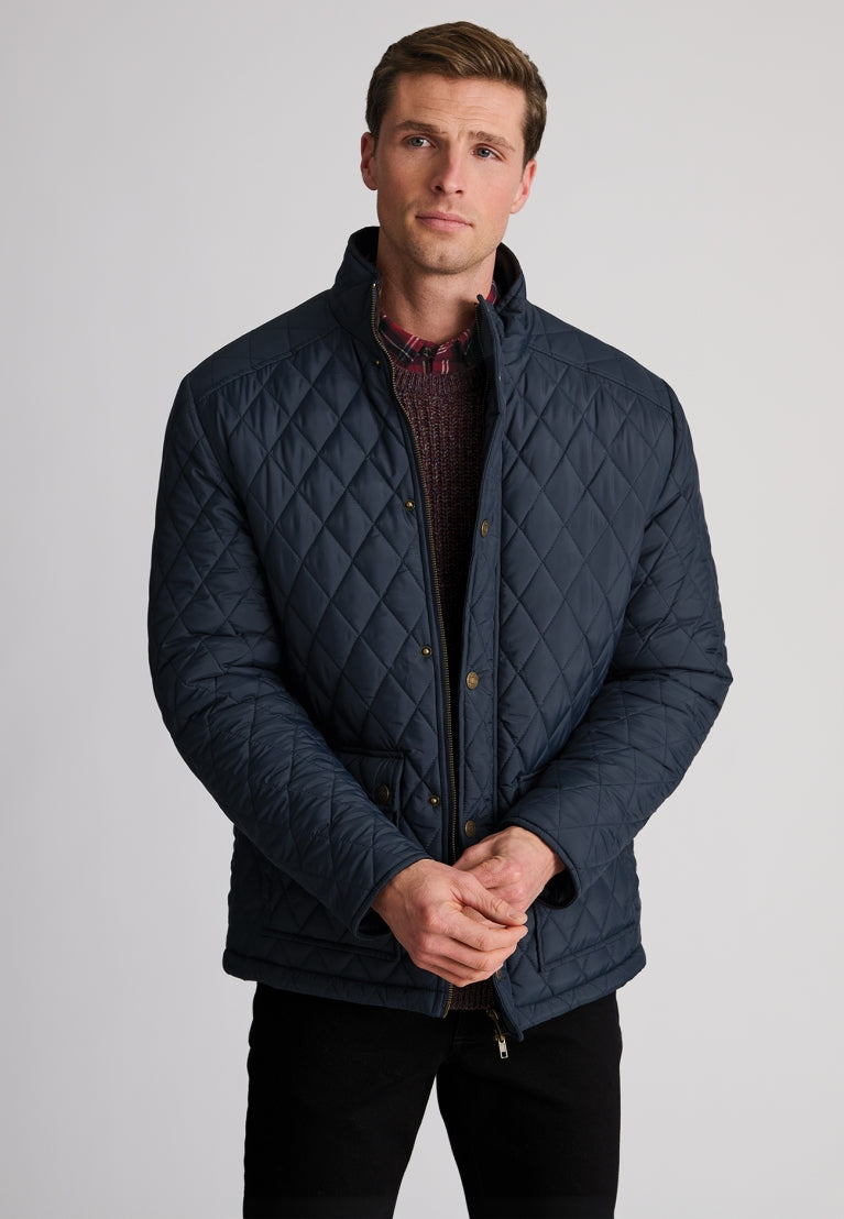 Haycock Water Repellent Quilted Coat - Navy