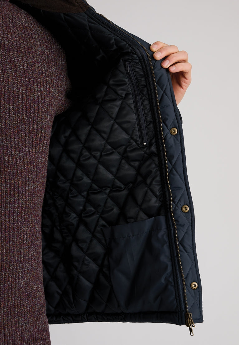 Haycock Water Repellent Quilted Coat - Navy