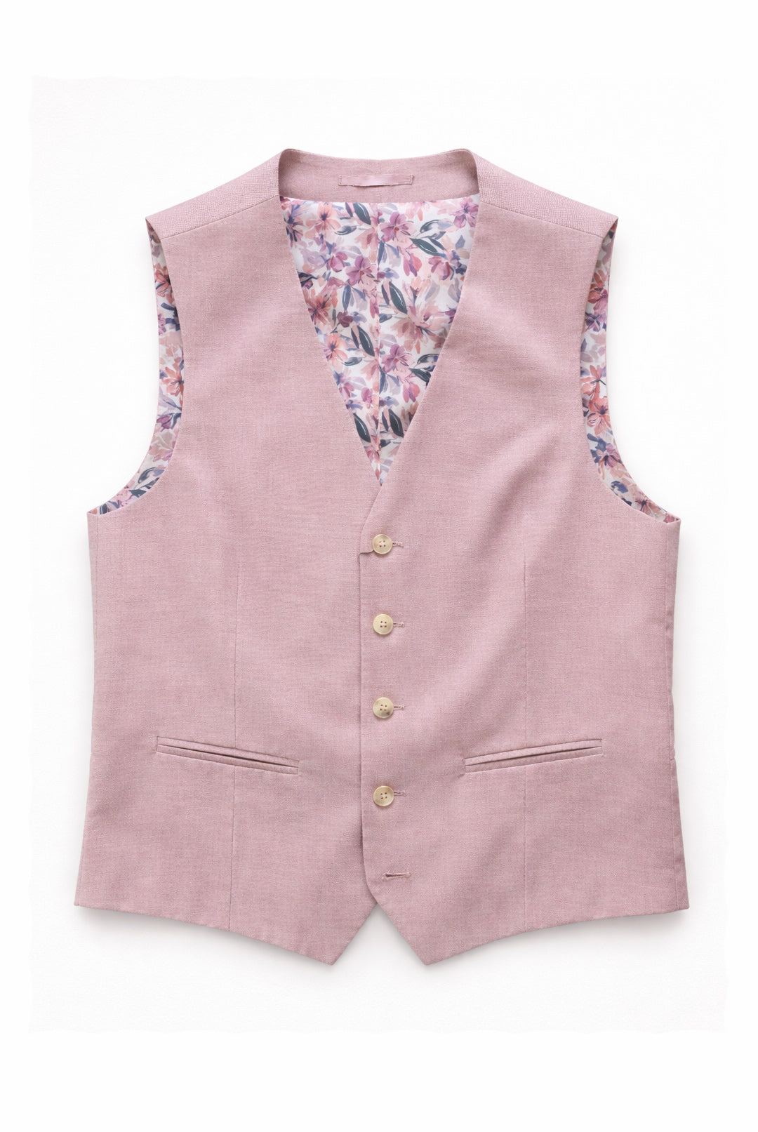Tailored Fit Hayton Pink Textured Suit - Waistcoat