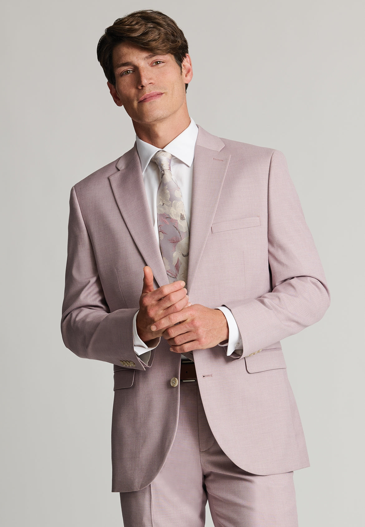Tailored Fit Hayton Pink Textured Suit - Jacket