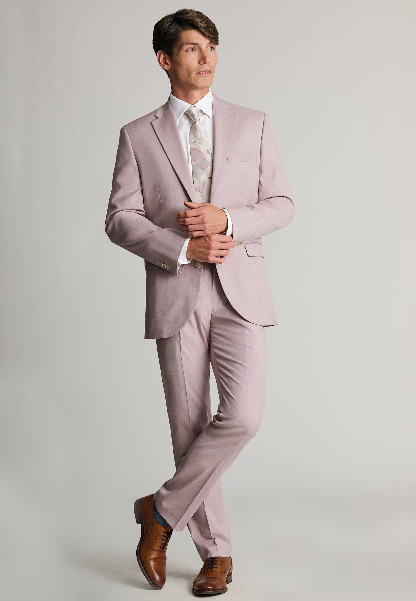 Tailored Fit Hayton Pink Textured Suit - Trousers