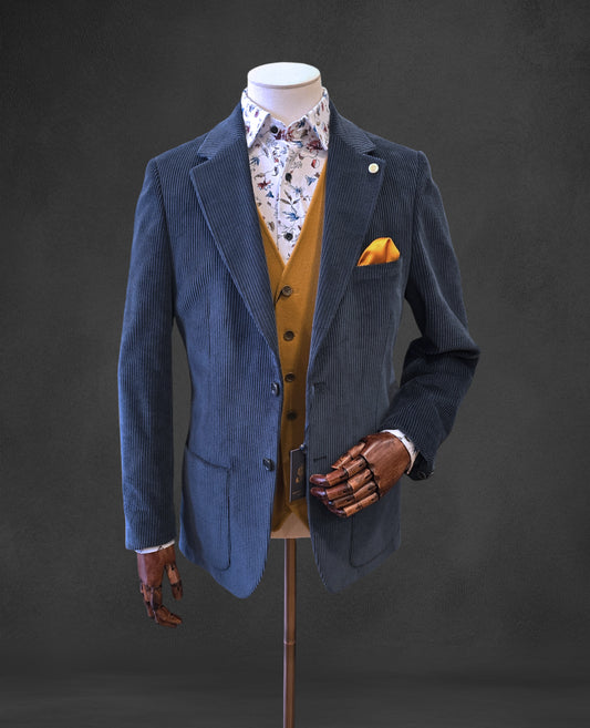 Steel Blue Corduroy Jacket - 100% Cotton