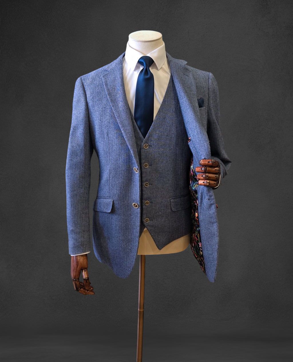 Jude Tweed Suit Jacket - Blue
