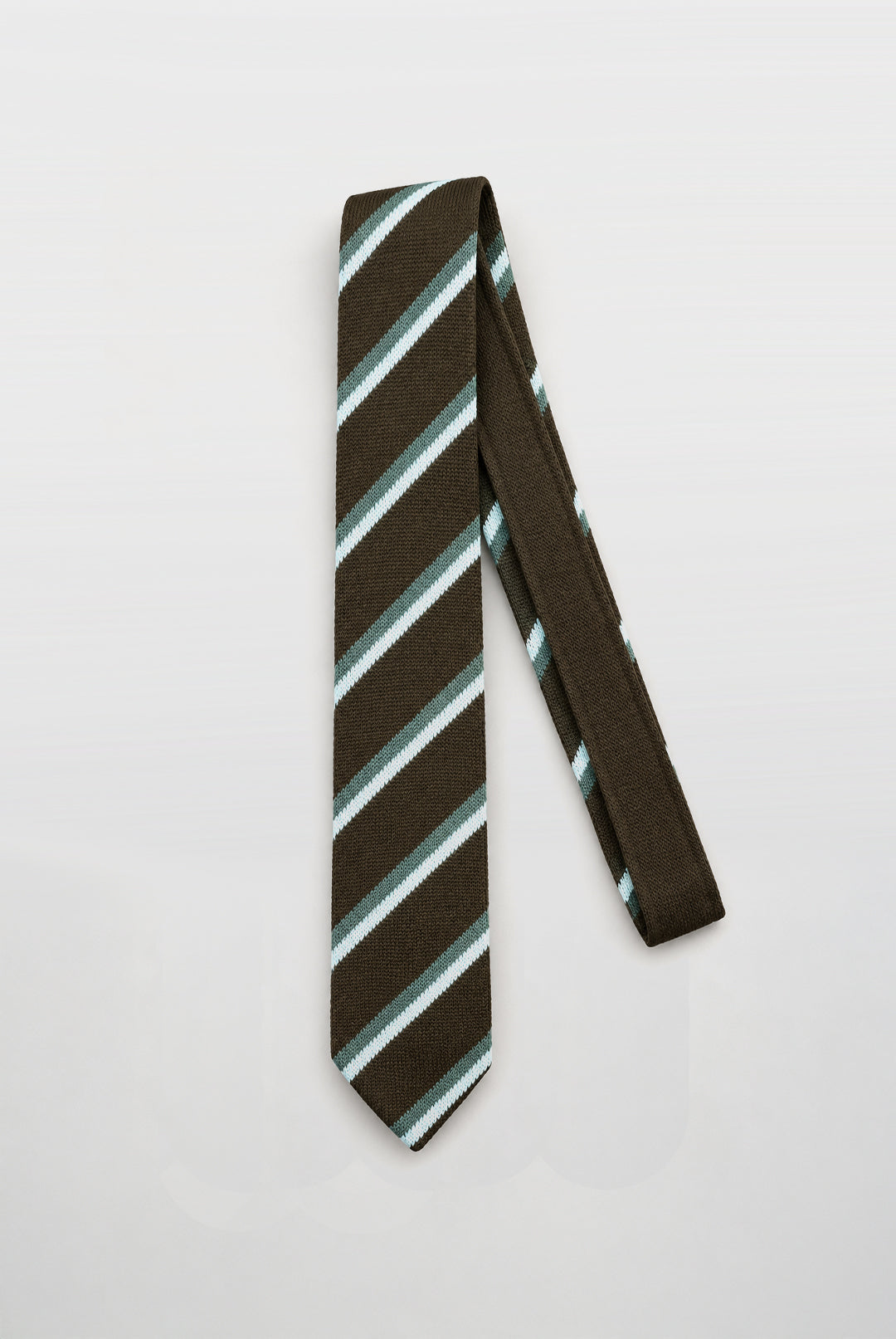 Stripe Knitted Tie - Brown