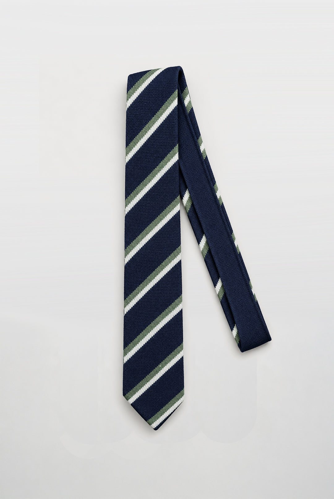 Stripe Knitted Tie - Navy
