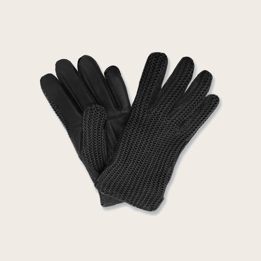 Lambskin String Back Gloves - Black