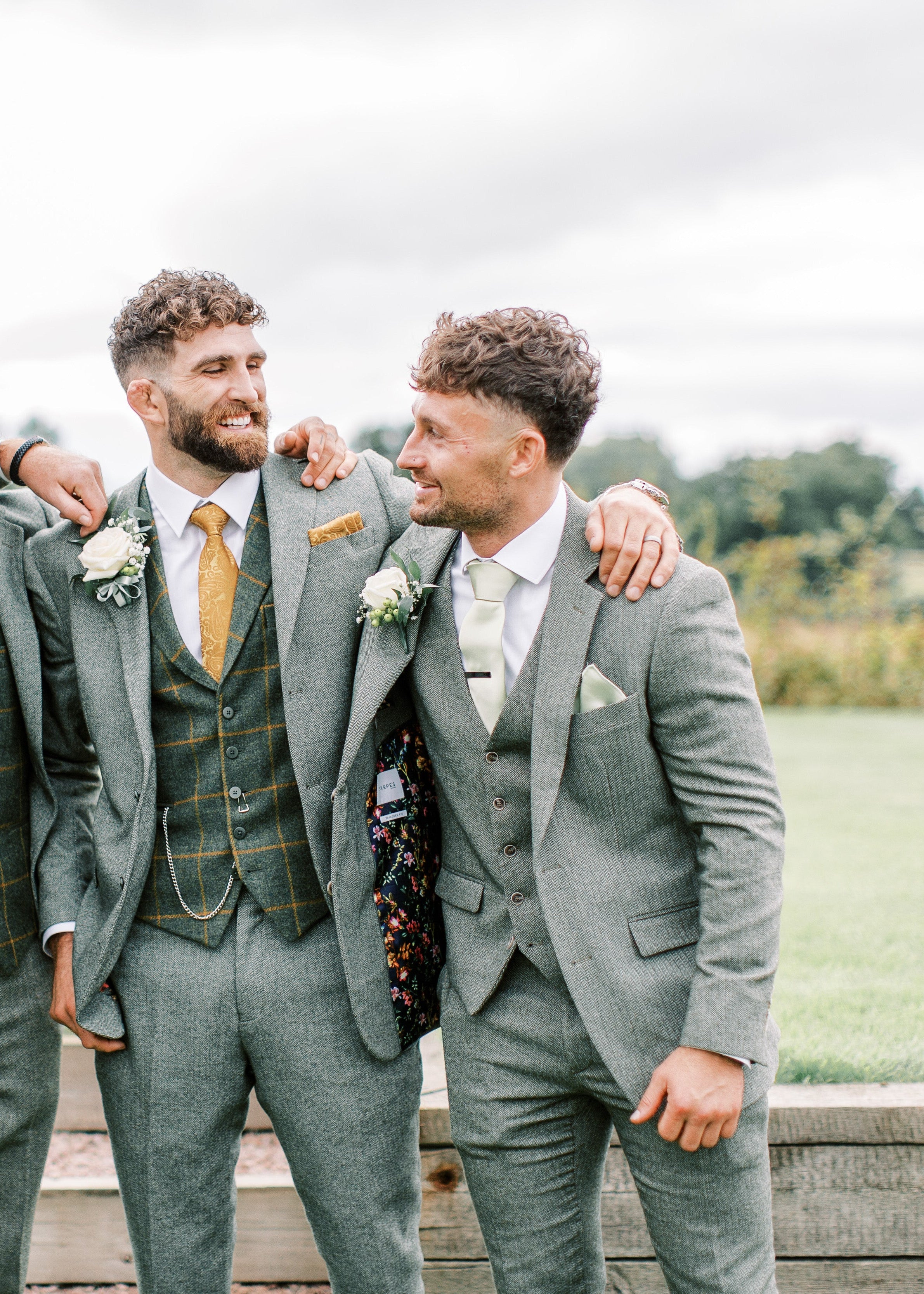 Jude Tweed Suit Jacket - Sage Green