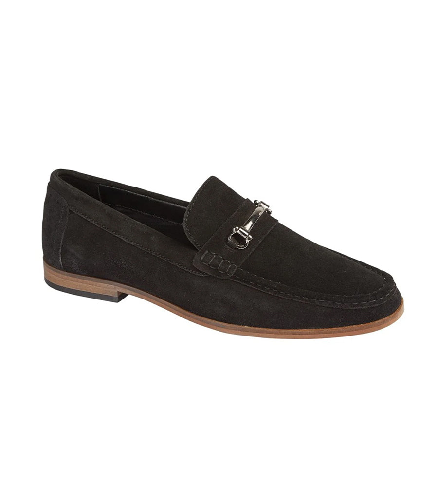 Roamers Leather Suede Loafer - Black