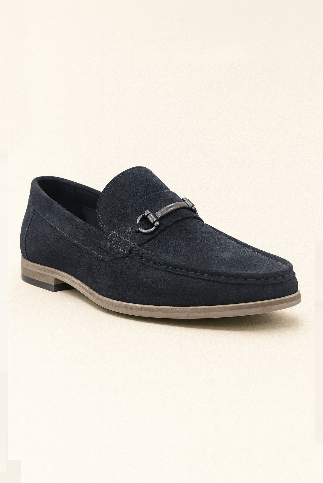 Roamers Leather Suede Loafer - Navy