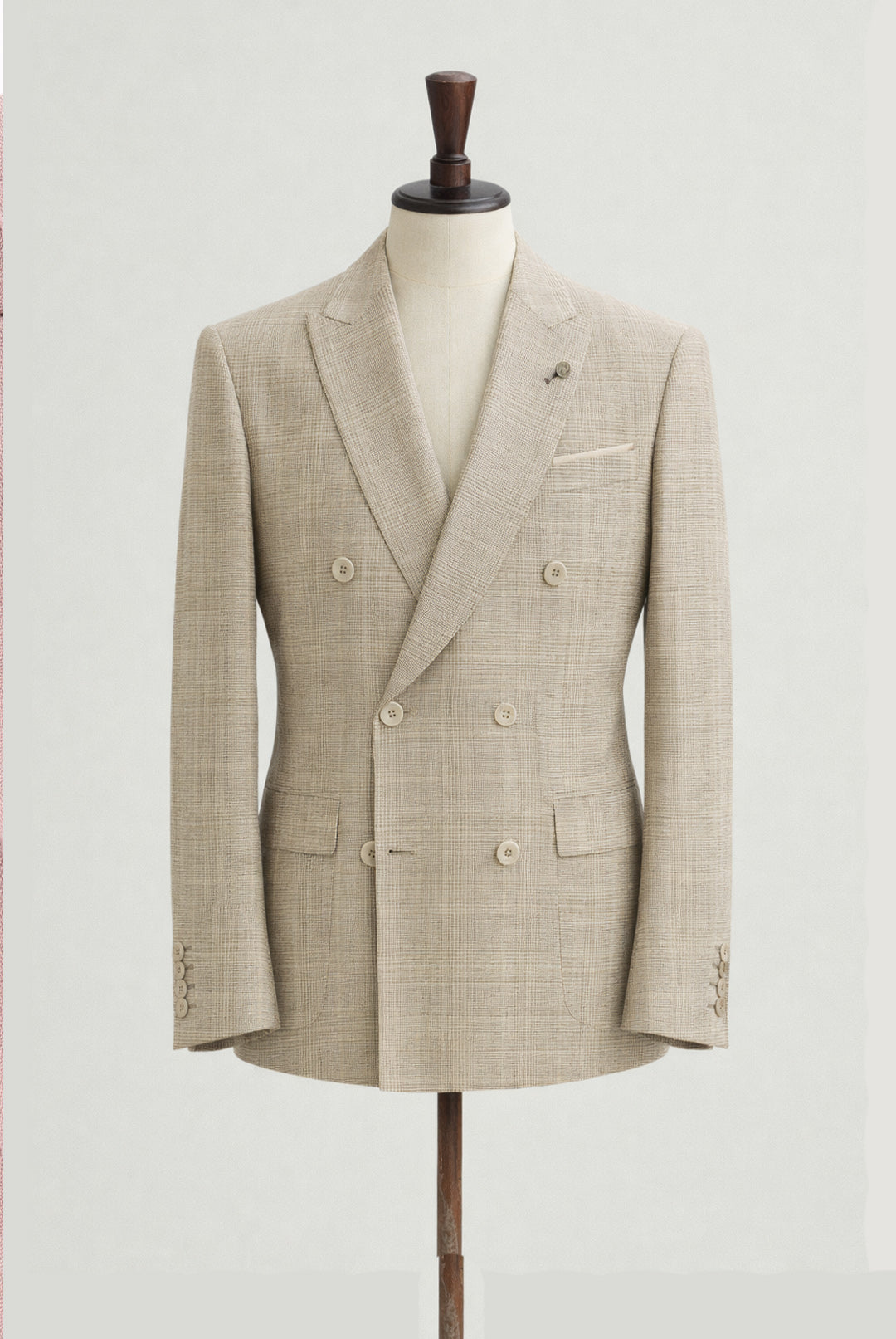 Marcelo Beige Check Suit Trouser