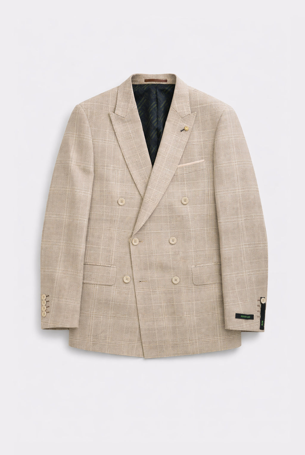 Marcelo Beige Check Double Breasted Jacket