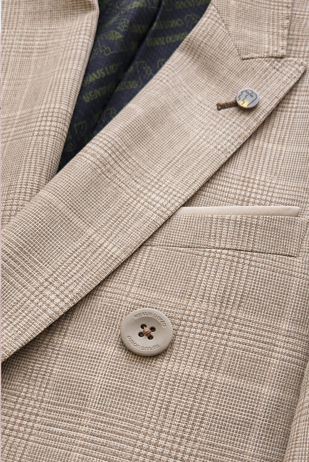 Marcelo Beige Check Double Breasted Jacket