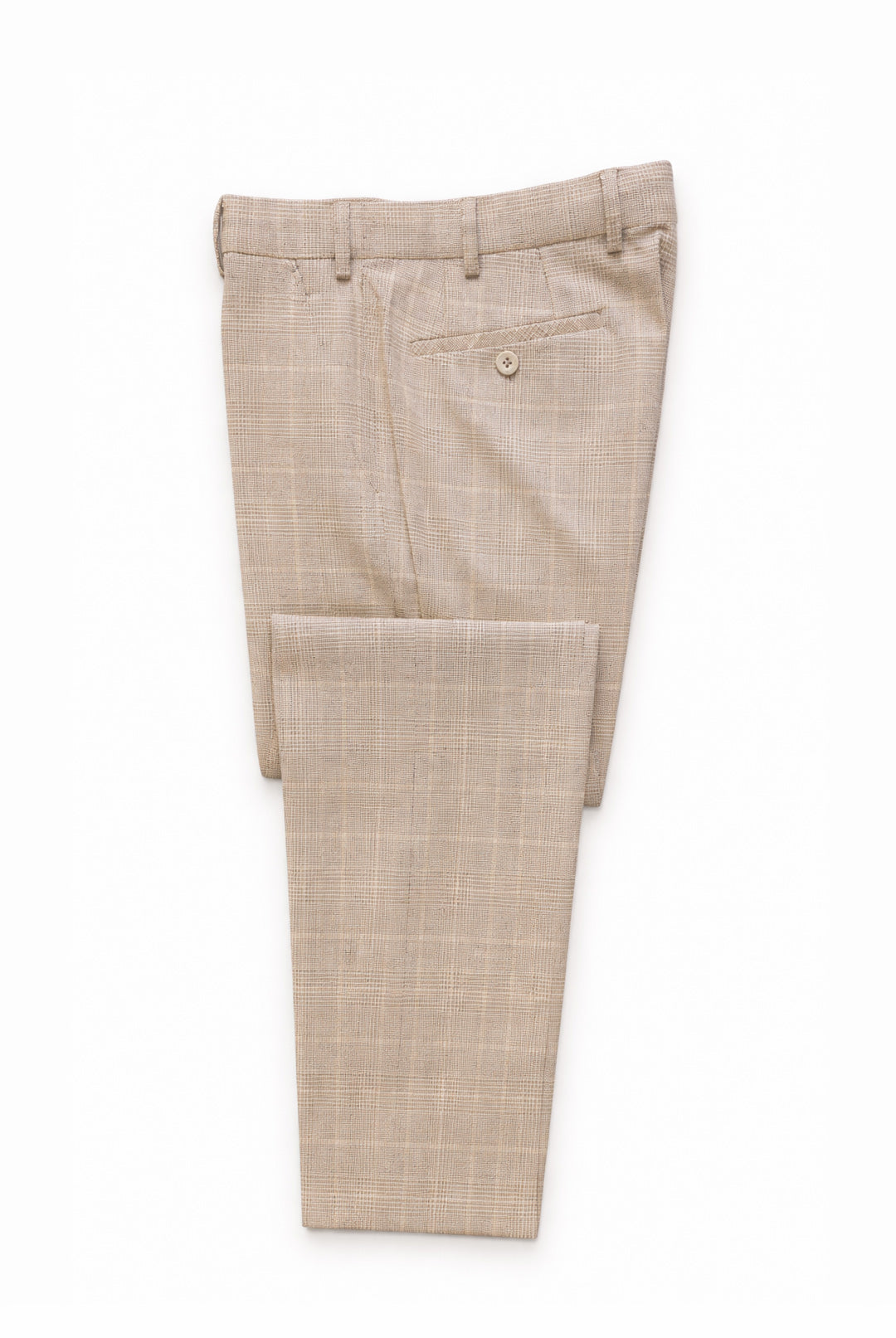 Marcelo Beige Check Suit Trouser