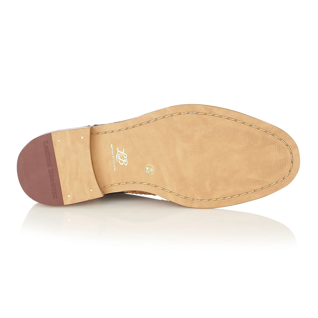 Gatsby Brogue - Tan / Navy Suede