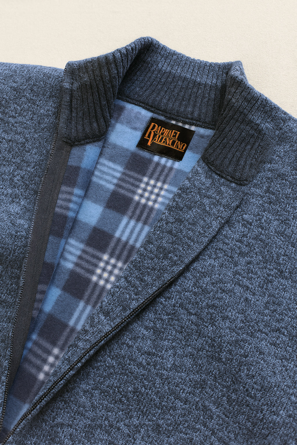 Chunky Knit Fleece-Lined Zip Cardigan - Denim