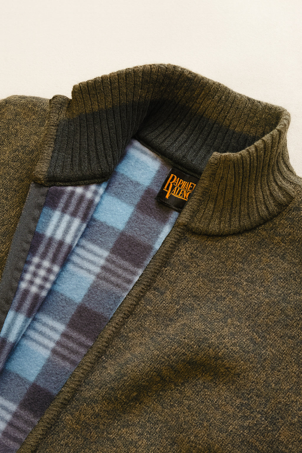 Chunky Knit Fleece-Lined Zip Cardigan - Olive