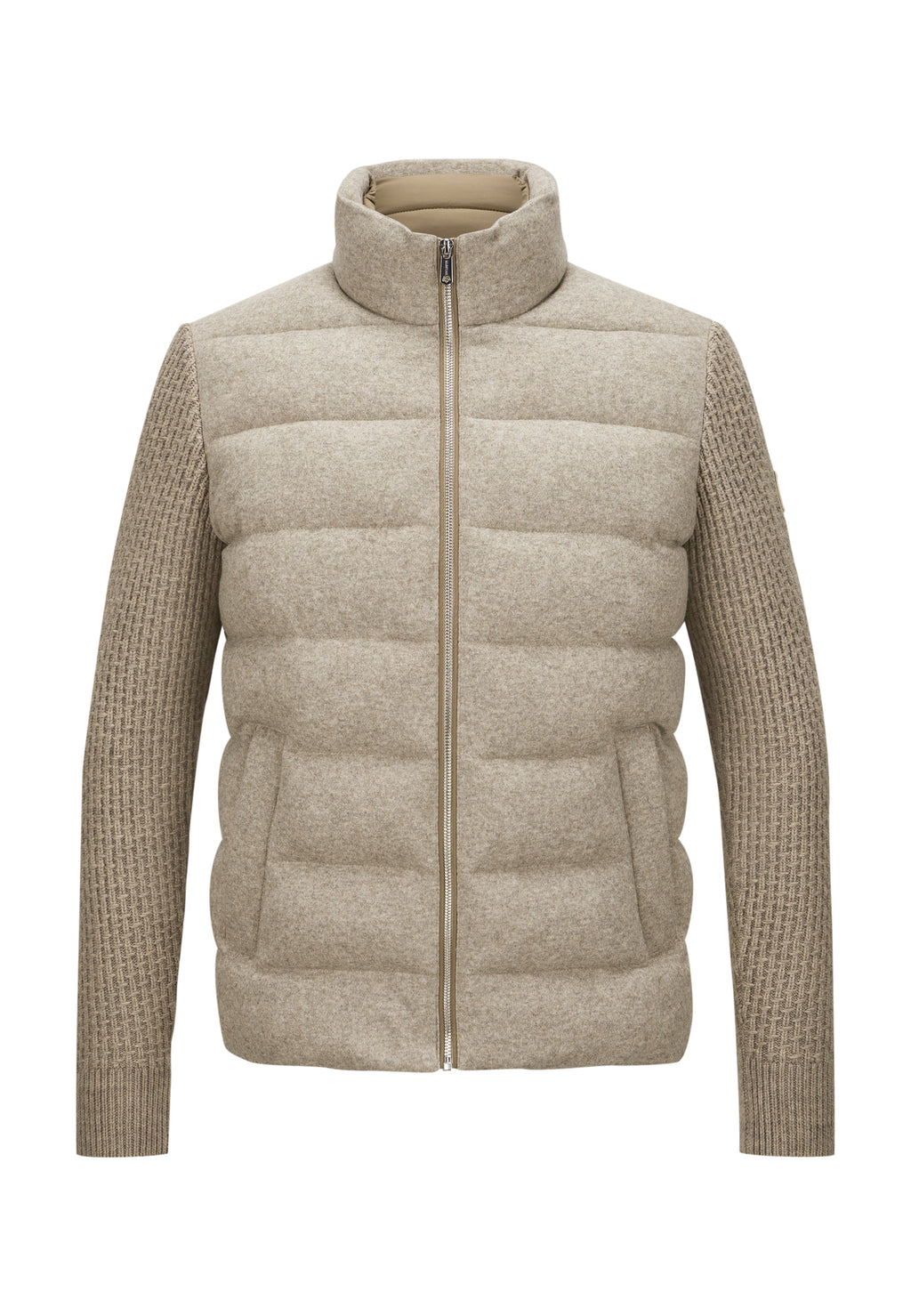 Milestone Wool-Blend Knitted Sleeve Jacket - Oatmeal