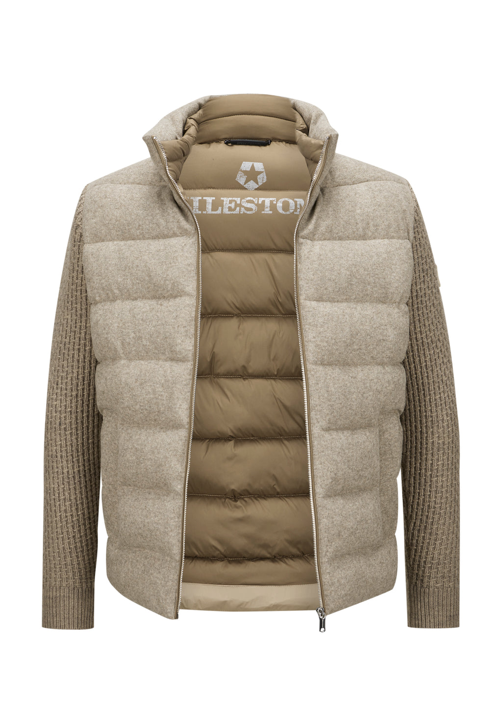 Milestone Wool-Blend Knitted Sleeve Jacket - Oatmeal