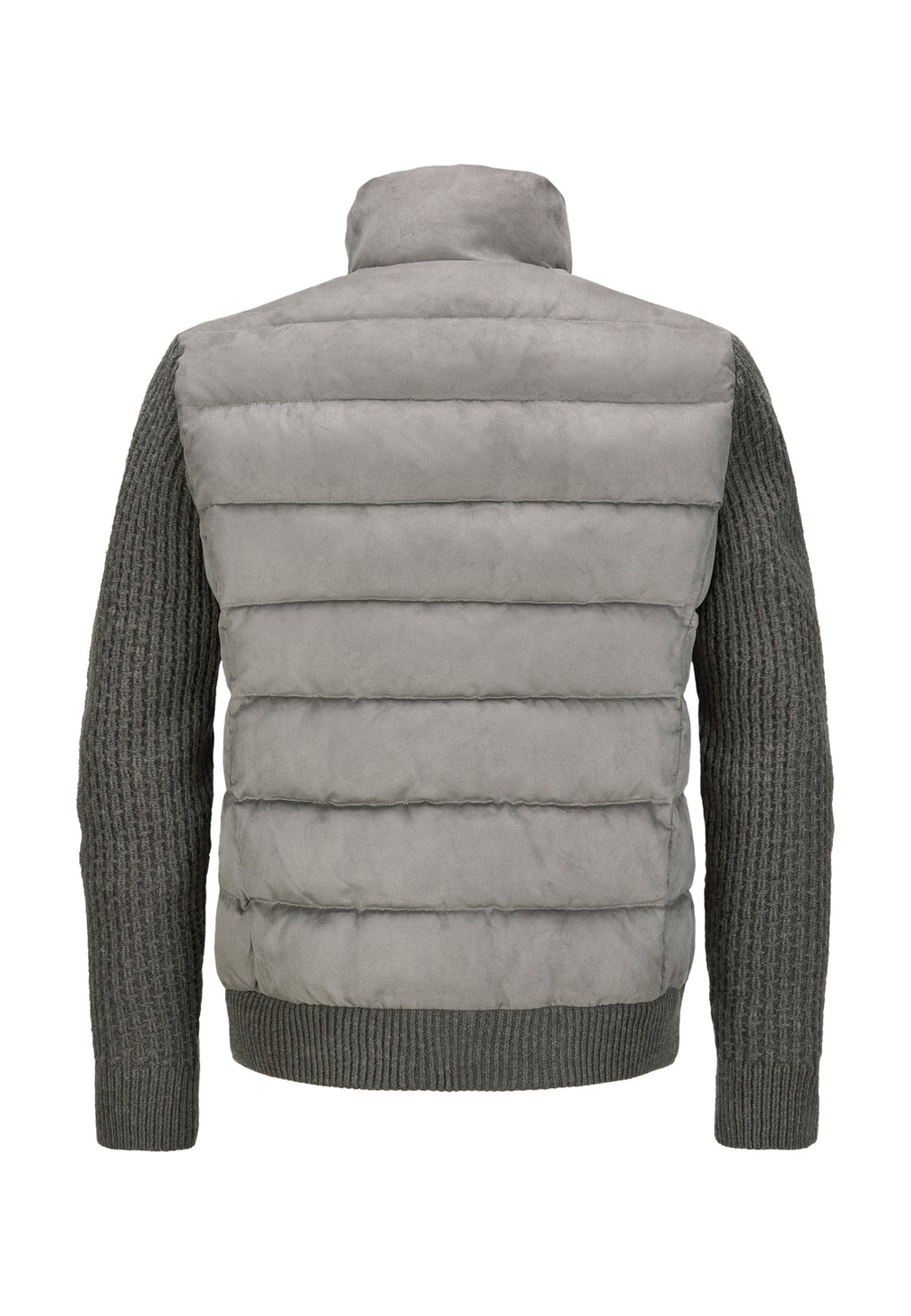 Milestone Zip Jacket with Knitted Sleeves - Ash Grey